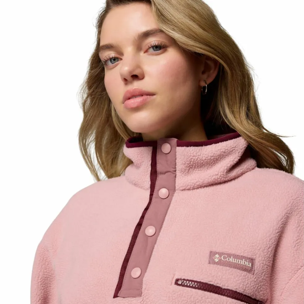 Columbia Helvetia II Cropped Half Snap sweater dames eraser pink fig rich wine