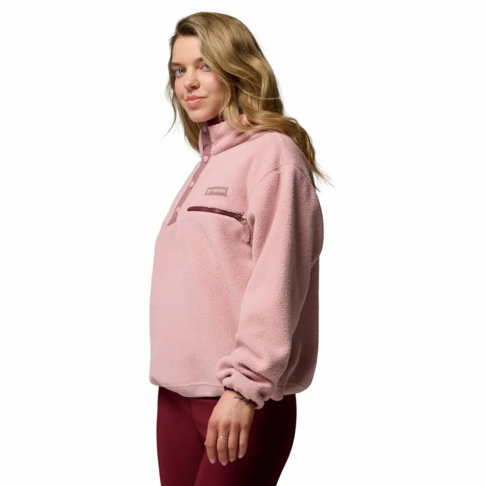 Columbia Helvetia II Cropped Half Snap sweater dames eraser pink fig rich wine