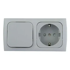 Haba C-line wandcontactdoos met schakelaar grijs