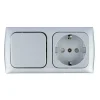 Haba C-line wandcontactdoos met schakelaar zilver