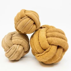 HuggleHounds Huggle-Hide Natural Leather Ball Large hondenspeelgoed