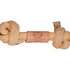 HuggleHounds Huggle-Hide Natural Leather Knotted Bone Medium hondenspeelgoed