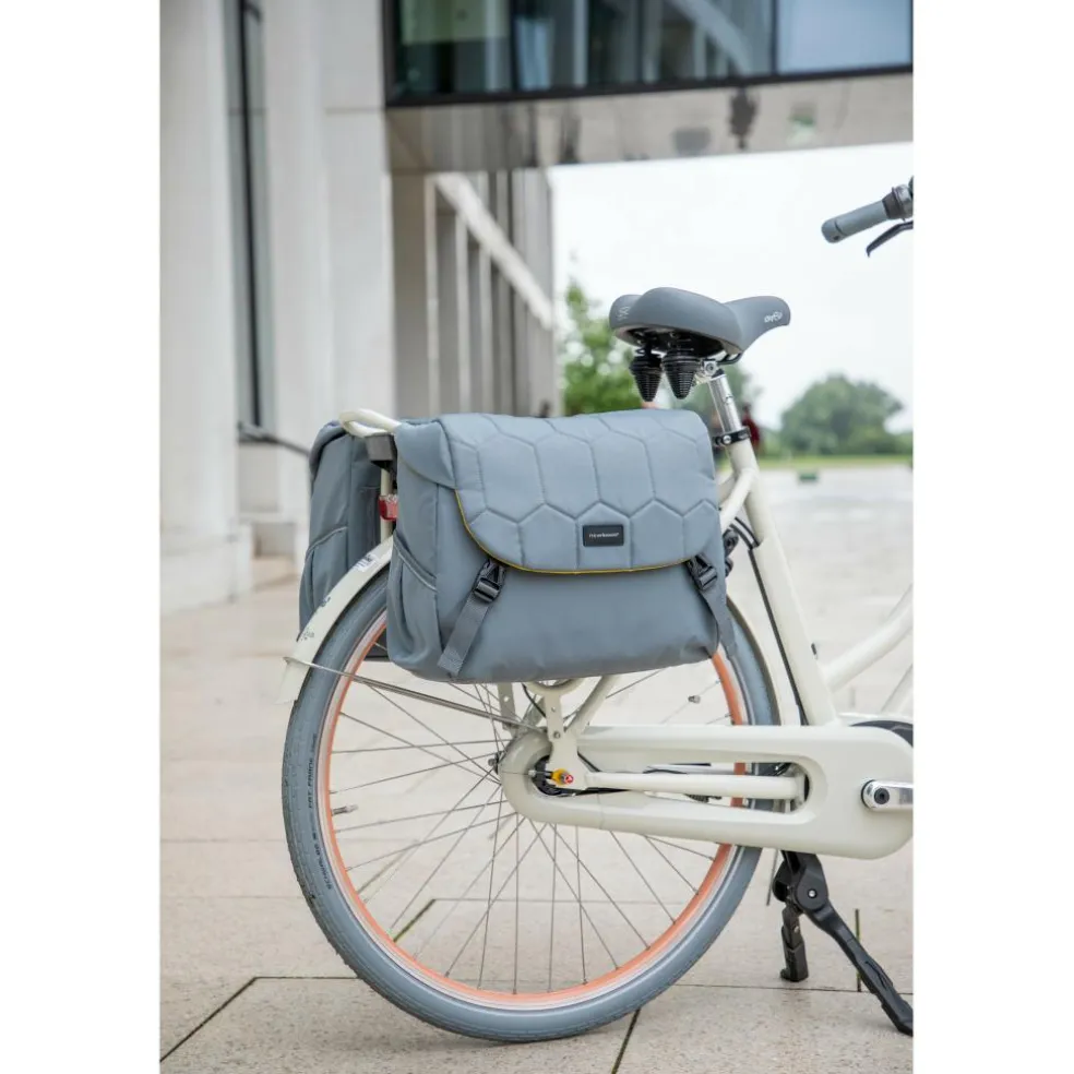 New Looxs Mondi Joy Double fietstas 38 liter quilted grey