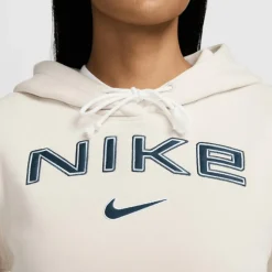Nike Sportswear Phoenix Fleece Logo hoodie dames light orewood brown white armor