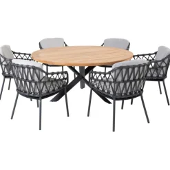 TASTE by 4 Seasons  Prado 160 Calpi 6 tuinset rond teak anthracite
