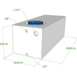 Vecam Watertank 60 liter 80 x 29 x 27 cm wit